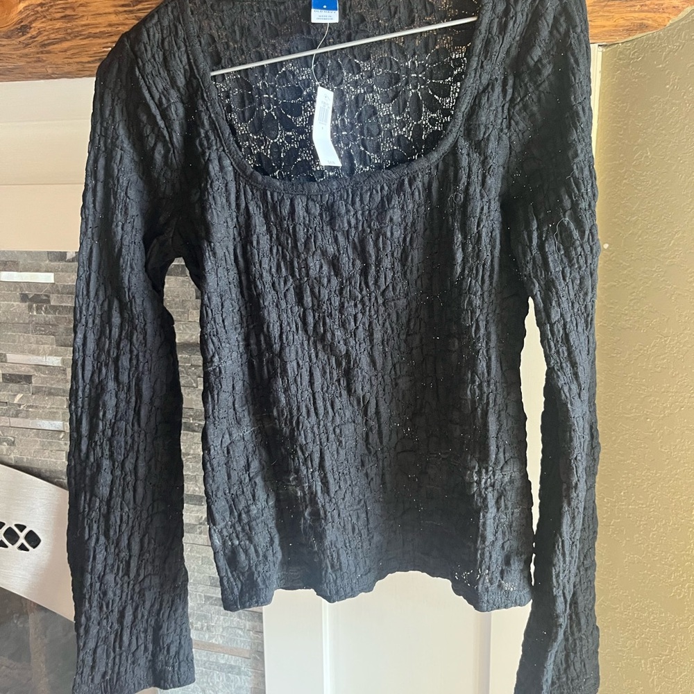 Old Navy- Black lace bell bottom sleeve top